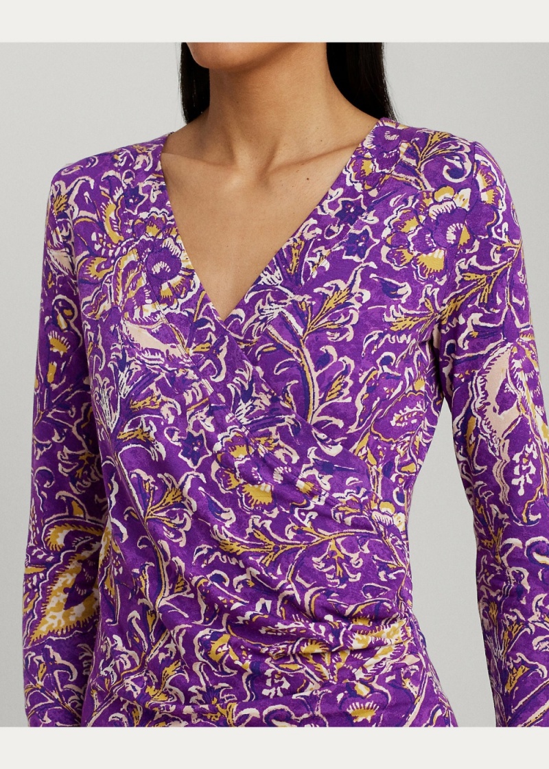 Camiseta Print Surplice Jersey Top Mujer Creme | LVGA14809 - vista 2