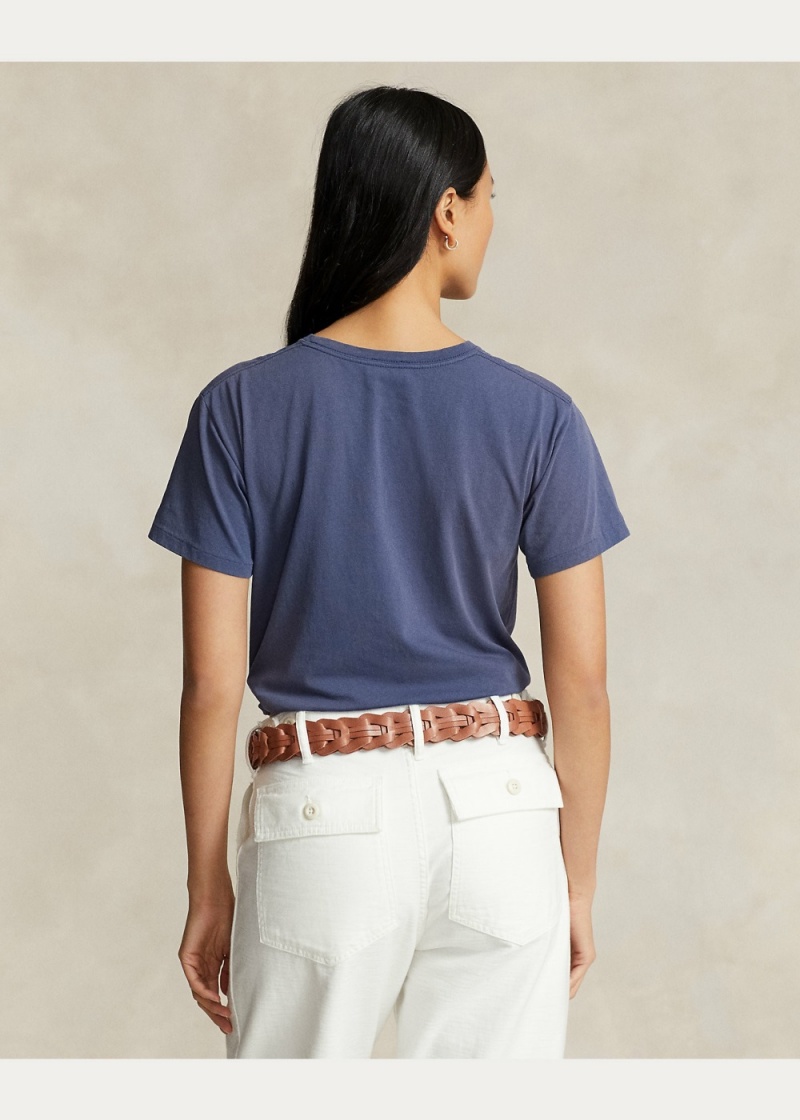 Camiseta RL Logo Jersey Mujer Azul Marino | UOLR90265 - vista 3