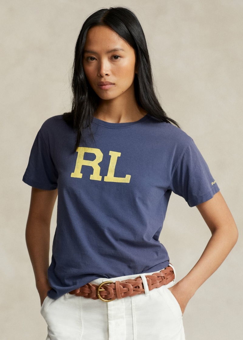 Camiseta RL Logo Jersey Mujer Azul Marino | UOLR90265 - vista 1