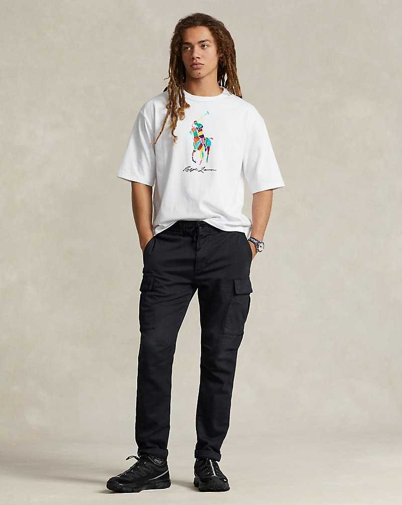 Camiseta Ralph Lauren Relaxed Fit Big Pony Jersey Hombre Blancos | JXSMIEA-21 - vista 3