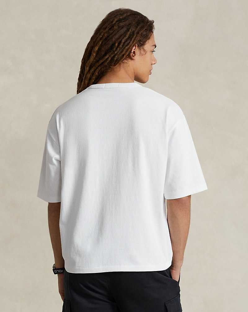 Camiseta Ralph Lauren Relaxed Fit Big Pony Jersey Hombre Blancos | JXSMIEA-21 - vista 4