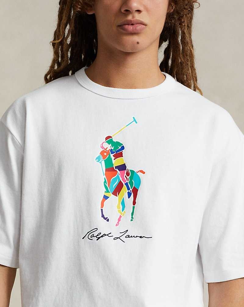 Camiseta Ralph Lauren Relaxed Fit Big Pony Jersey Hombre Blancos | JXSMIEA-21 - vista 5