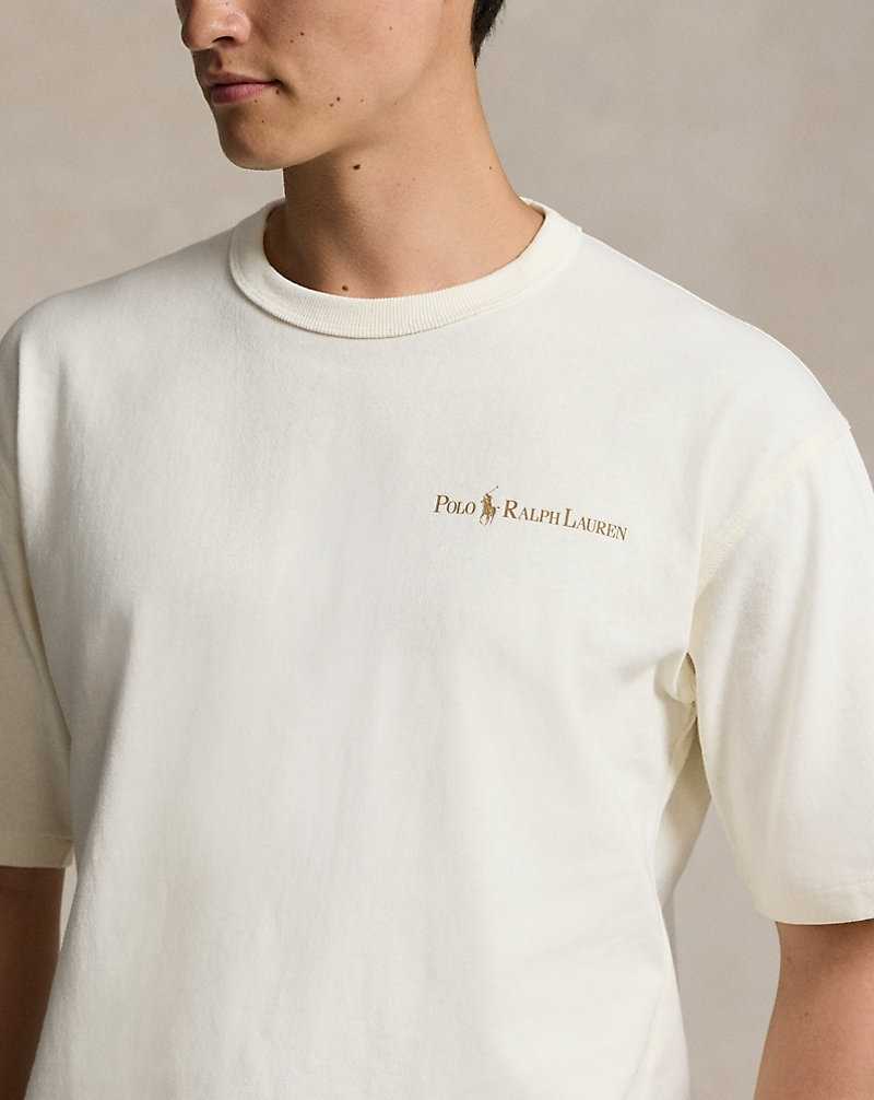 Camiseta Ralph Lauren Relaxed Fit Logo Jersey Hombre Creme | FMCUADH-19 - vista 5