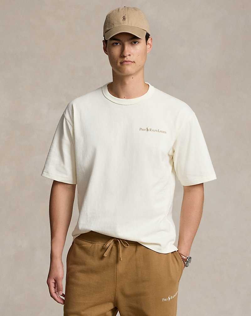 Camiseta Ralph Lauren Relaxed Fit Logo Jersey Hombre Creme | FMCUADH-19 - vista 1