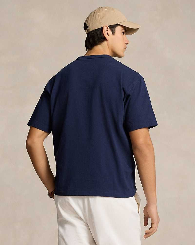 Camiseta Ralph Lauren Relaxed Fit Logo Jersey Hombre Azul Marino | QIZLWGK-89 - vista 4