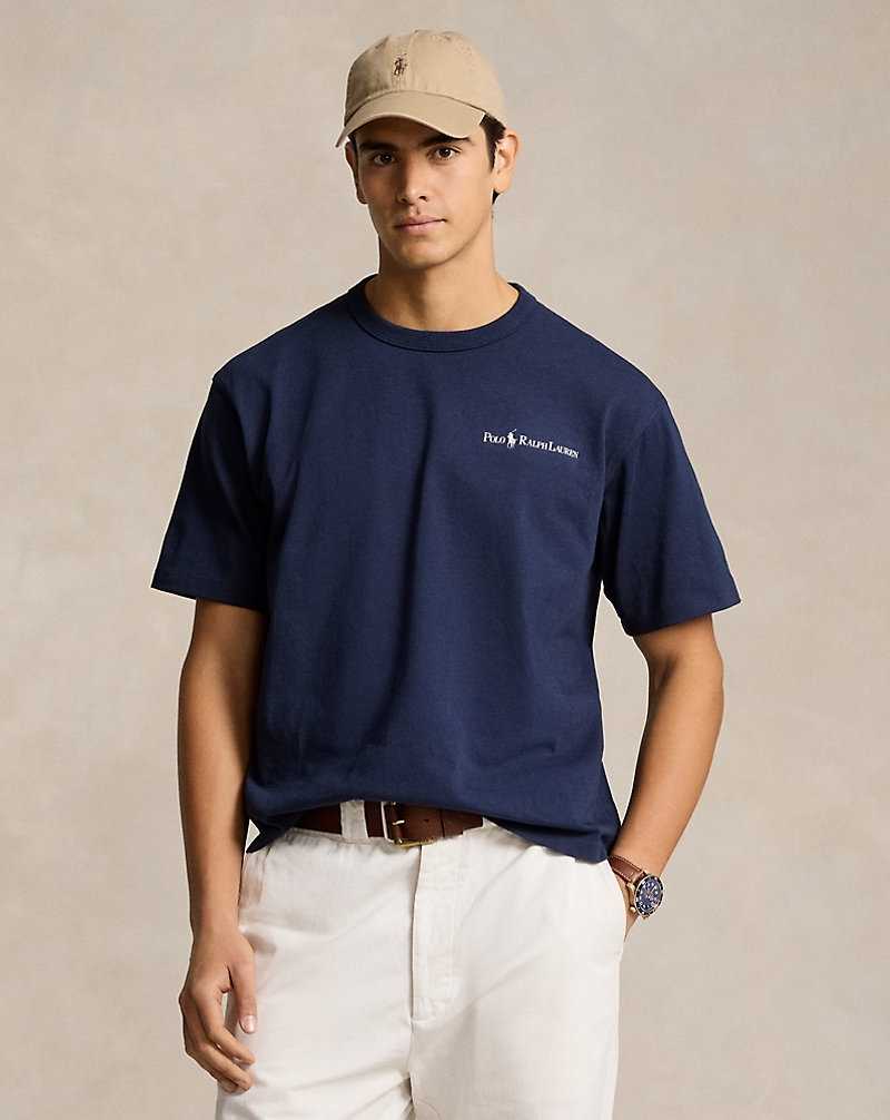 Camiseta Ralph Lauren Relaxed Fit Logo Jersey Hombre Azul Marino | QIZLWGK-89 - vista 1