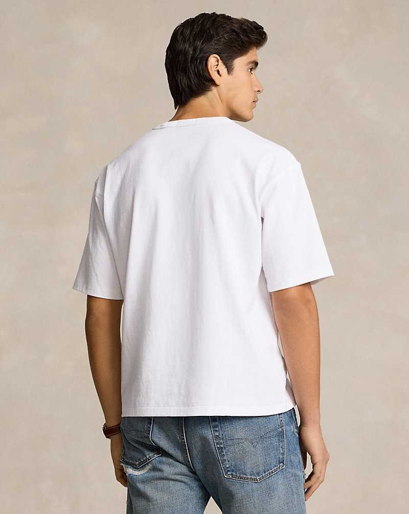 Camiseta Ralph Lauren Relaxed Fit Logo Jersey Hombre Blancos | NWKJBYE-79 - vista 4