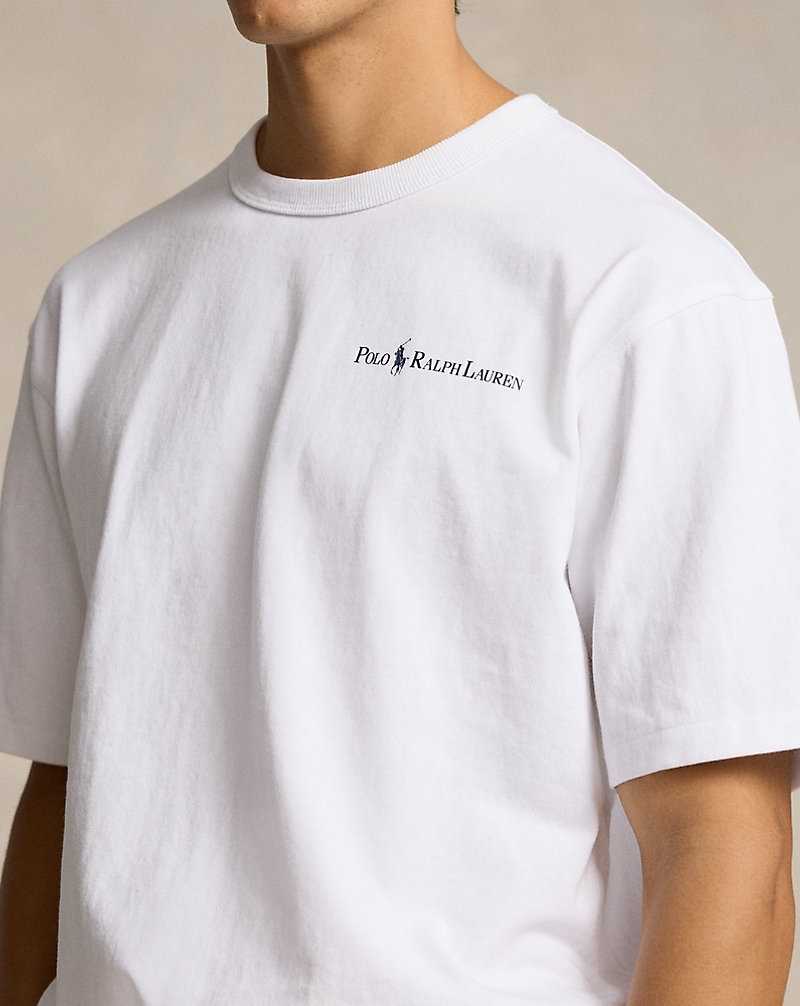 Camiseta Ralph Lauren Relaxed Fit Logo Jersey Hombre Blancos | NWKJBYE-79 - vista 5