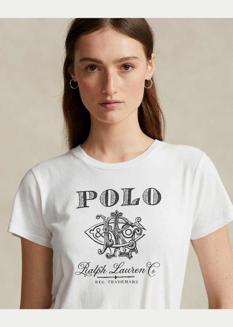 Camiseta Shrunken Fit Estampados Jersey Mujer Blancos | ORPN32758 - vista 3