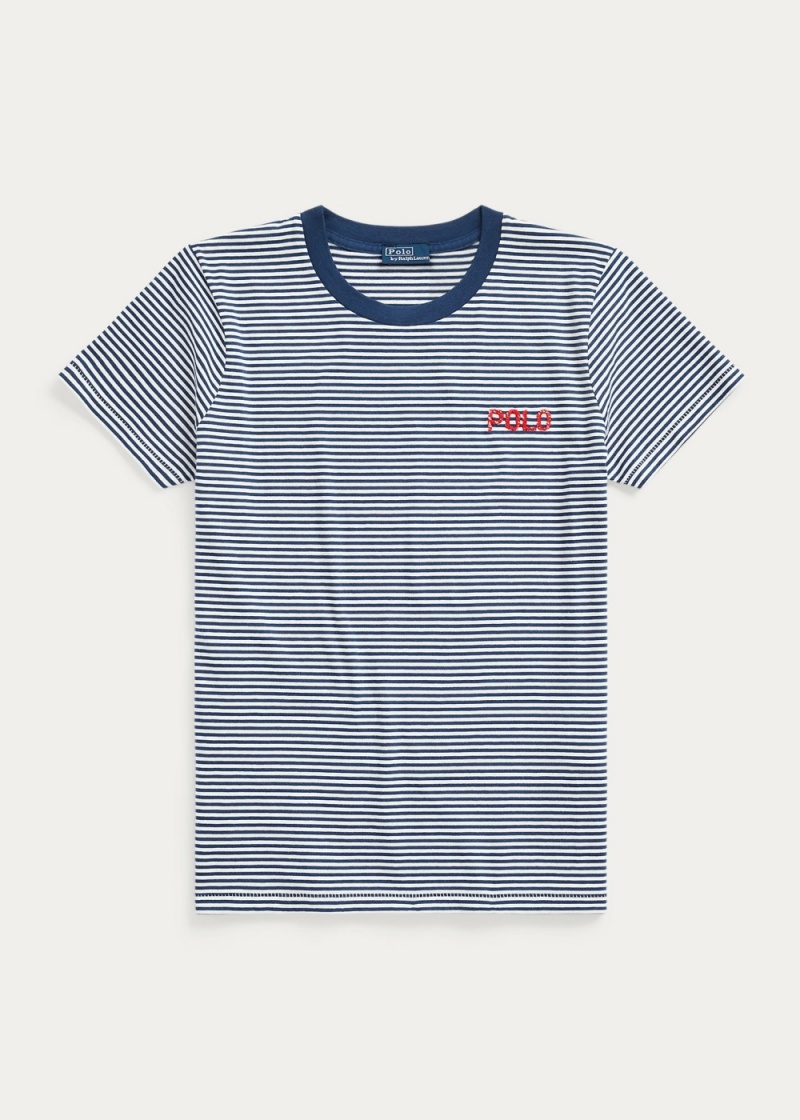 Camiseta Shrunken Fit Logo A Rayas Jersey Mujer Blancos | UKNX97301 - vista 2