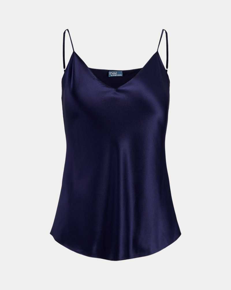 Camiseta Ralph Lauren Silk Camisole Mujer Azul Marino | IGSNVLQ-37 - vista 2