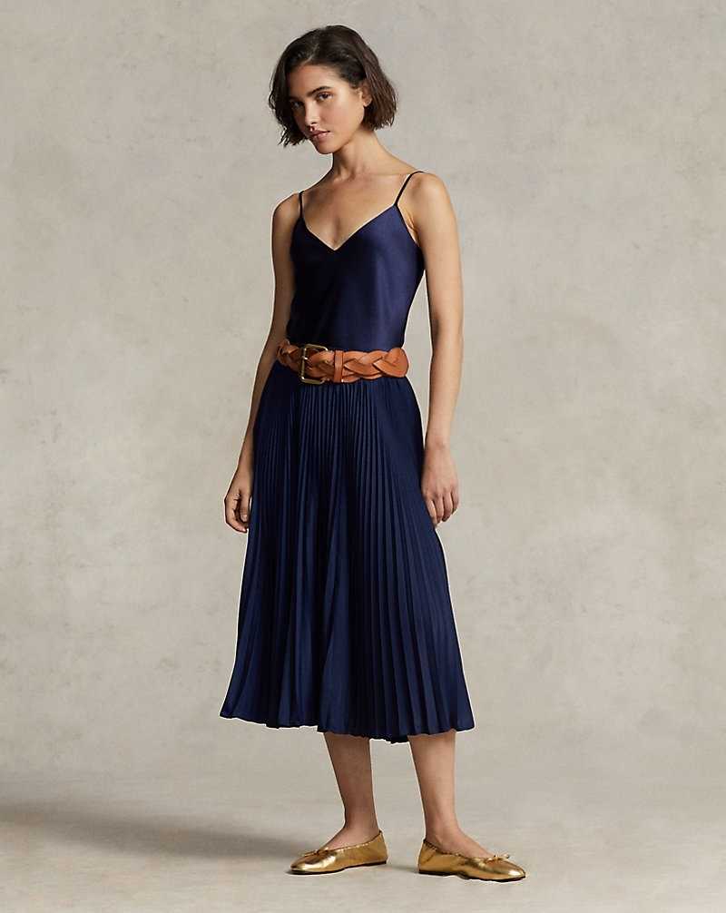 Camiseta Ralph Lauren Silk Camisole Mujer Azul Marino | IGSNVLQ-37 - vista 3