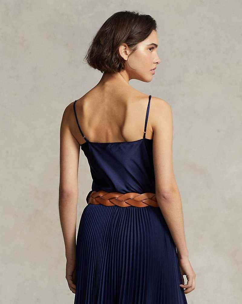 Camiseta Ralph Lauren Silk Camisole Mujer Azul Marino | IGSNVLQ-37 - vista 4