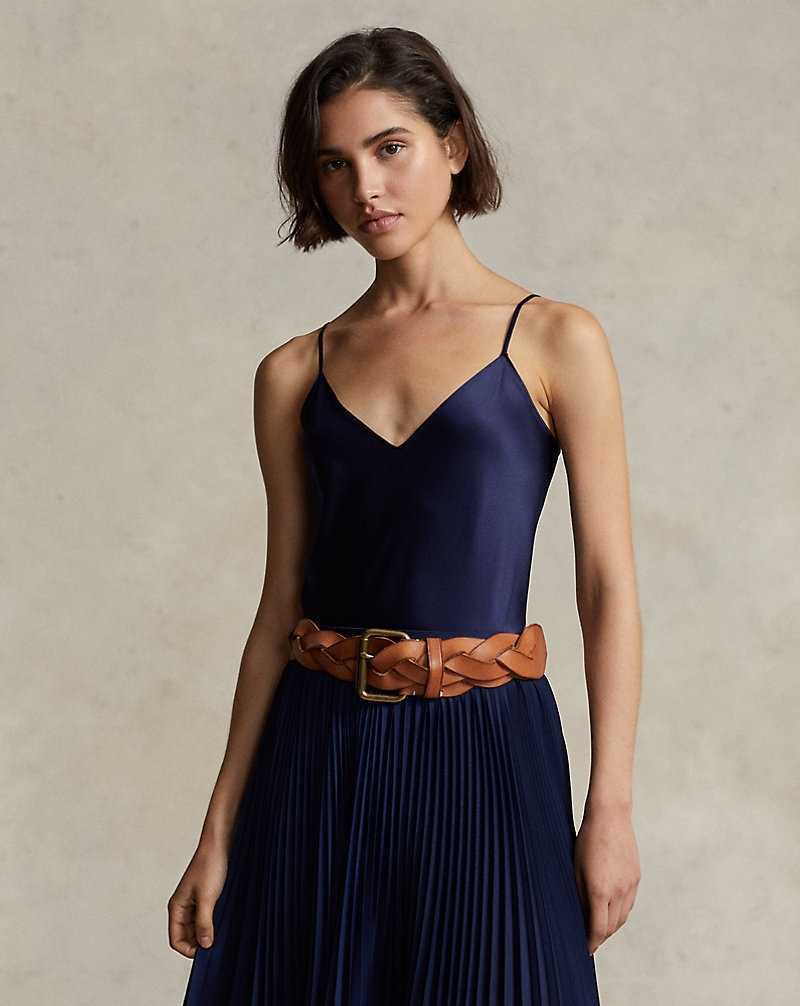 Camiseta Ralph Lauren Silk Camisole Mujer Azul Marino | IGSNVLQ-37 - vista 1