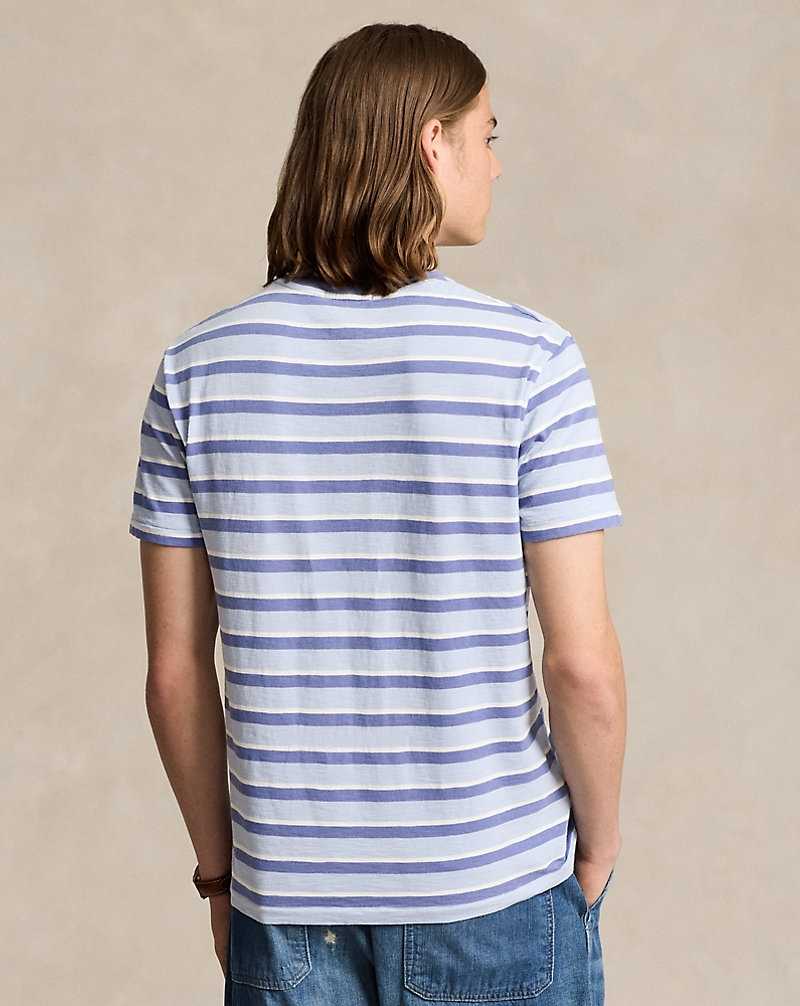 Camiseta Ralph Lauren Standard Fit Striped Jersey Hombre Azules | MWIYEBJ-37 - vista 4