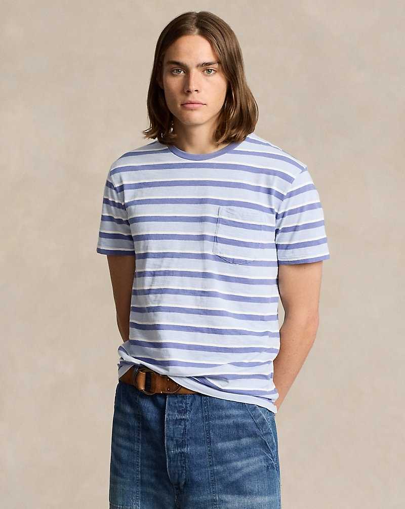 Camiseta Ralph Lauren Standard Fit Striped Jersey Hombre Azules | MWIYEBJ-37 - vista 1