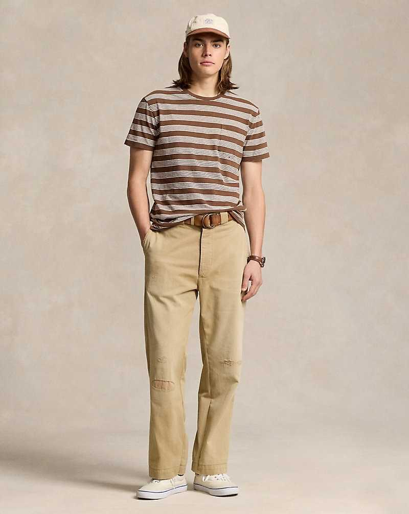 Camiseta Ralph Lauren Standard Fit Striped Jersey Hombre Pale Russet/deckwash Whit | JMEAWKU-40 - vista 3