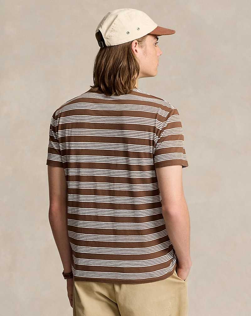 Camiseta Ralph Lauren Standard Fit Striped Jersey Hombre Pale Russet/deckwash Whit | JMEAWKU-40 - vista 4