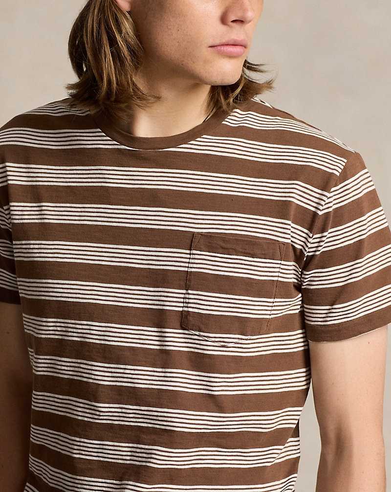 Camiseta Ralph Lauren Standard Fit Striped Jersey Hombre Pale Russet/deckwash Whit | JMEAWKU-40 - vista 5