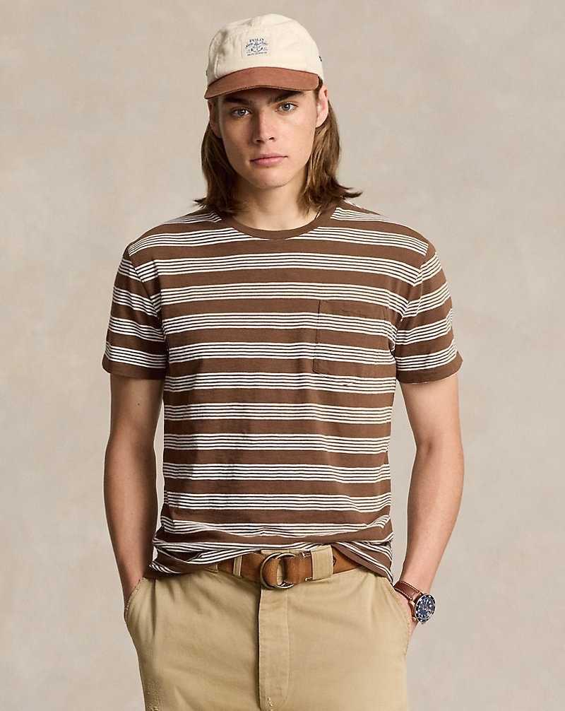 Camiseta Ralph Lauren Standard Fit Striped Jersey Hombre Pale Russet/deckwash Whit | JMEAWKU-40 - vista 1
