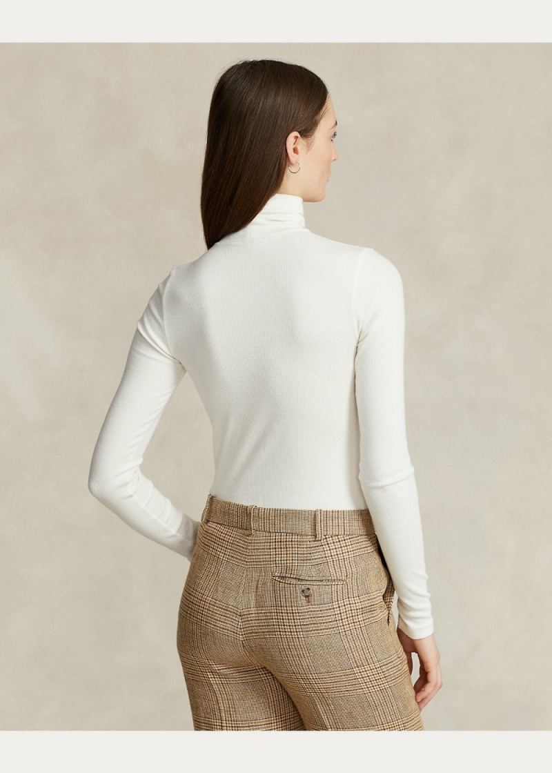 Camiseta Stretch Acanalado Roll Neck Mujer Blancos | JWMQ47380 - vista 4