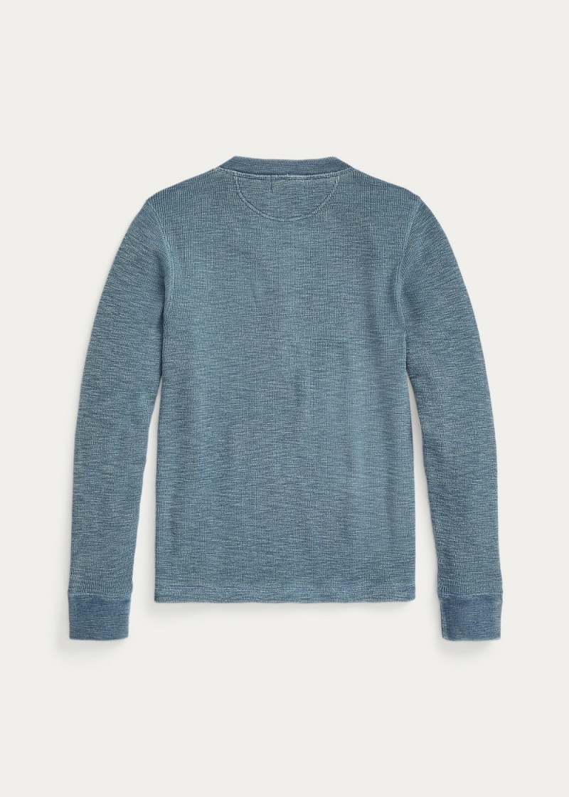Camiseta Stretch-Algodon Waffle Henley Mujer Azules | SBJH27041 - vista 5