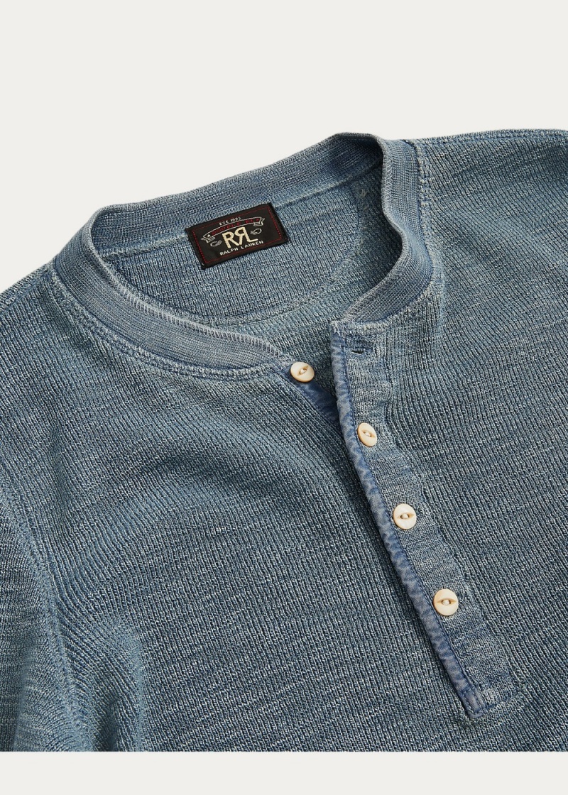 Camiseta Stretch-Algodon Waffle Henley Mujer Azules | SBJH27041 - vista 6