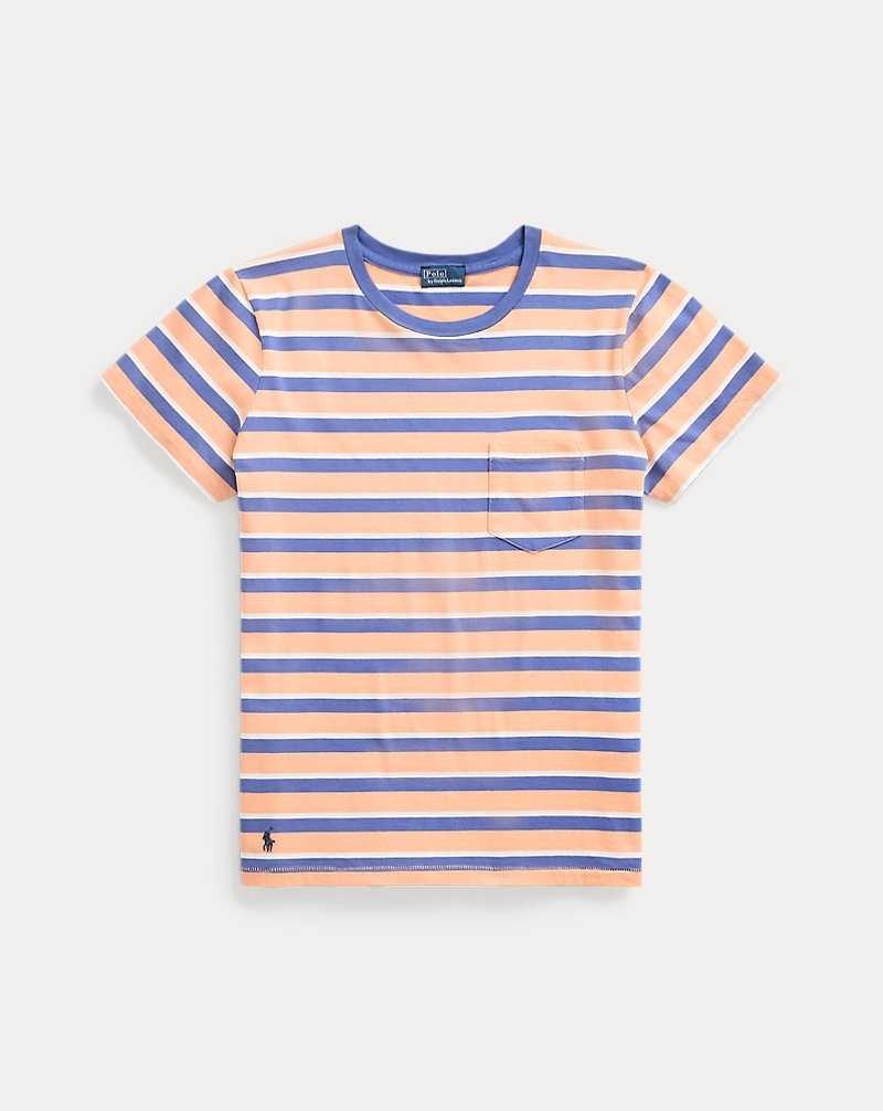 Camiseta Ralph Lauren Striped Cotton Jersey Pocket Mujer Naranjas | TZOVPHJ-91 - vista 2