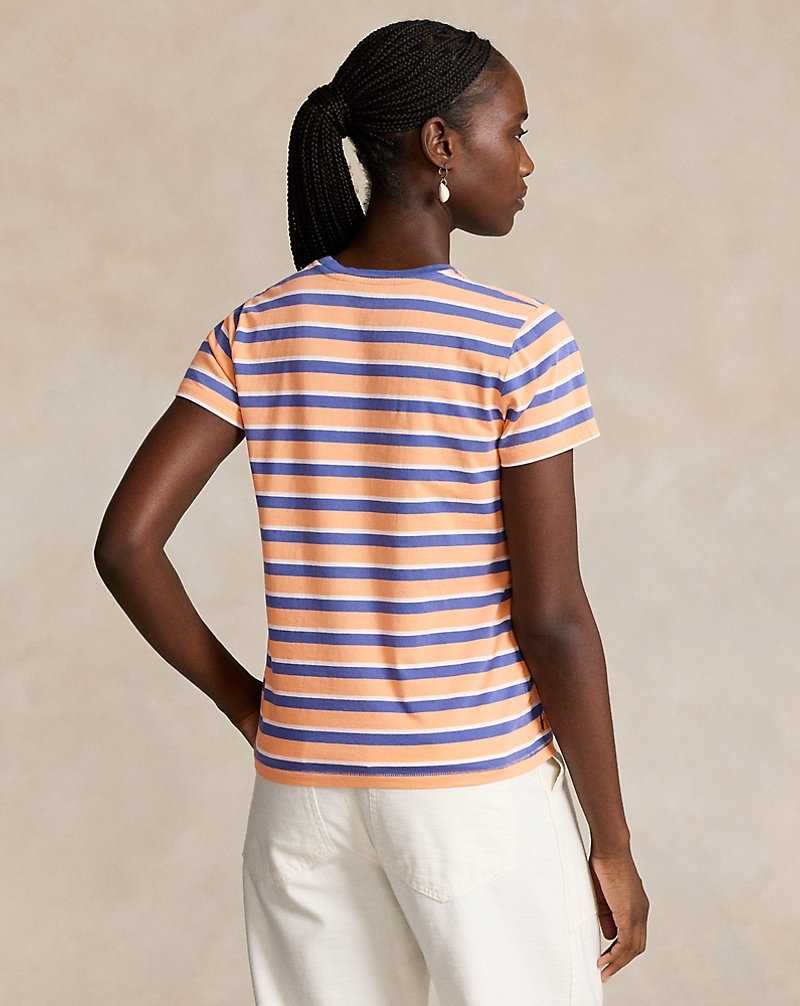 Camiseta Ralph Lauren Striped Cotton Jersey Pocket Mujer Naranjas | TZOVPHJ-91 - vista 4
