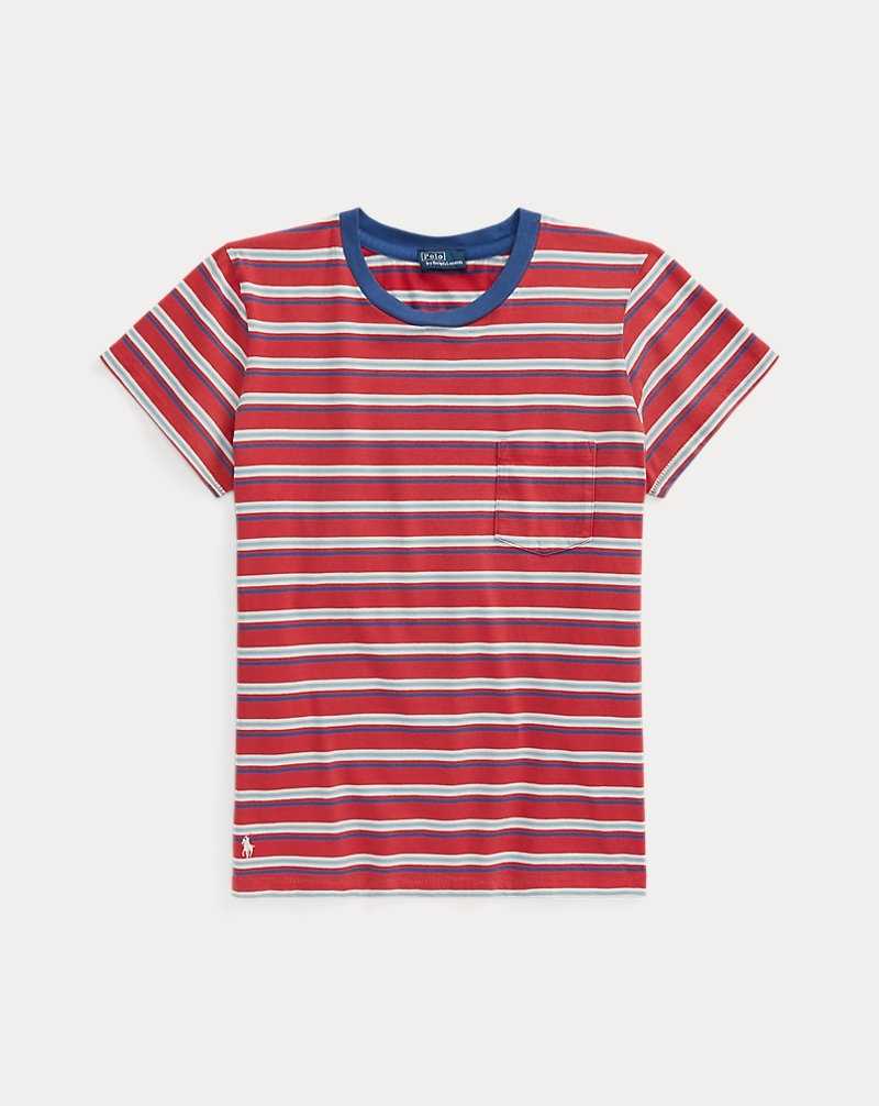 Camiseta Ralph Lauren Striped Cotton Jersey Pocket Mujer Rojos | LJZYPCK-23 - vista 2