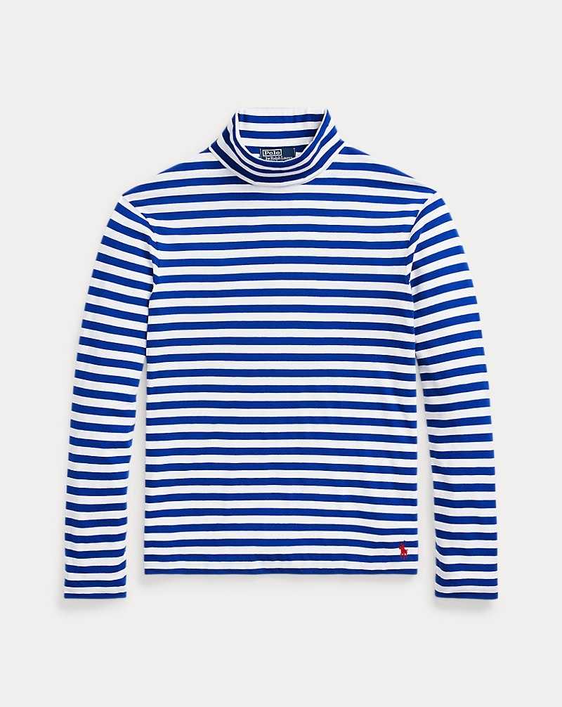 Camiseta Ralph Lauren Striped Lisle Roll Neck Hombre Rugby Royal/White | OVTQPHE-26 - vista 2