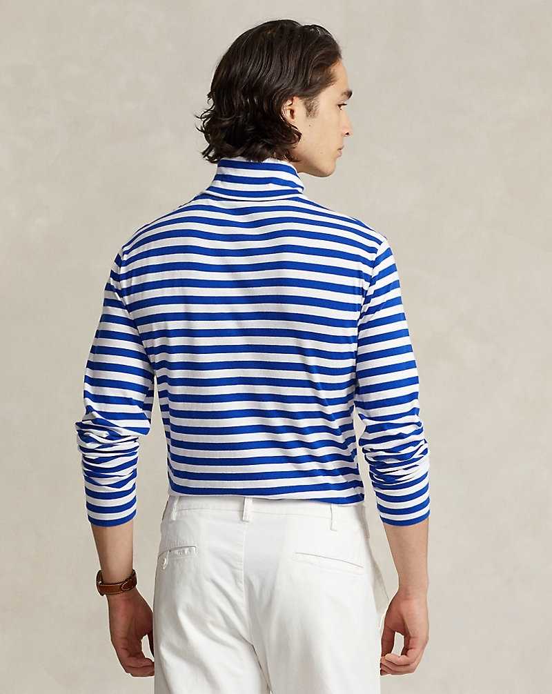 Camiseta Ralph Lauren Striped Lisle Roll Neck Hombre Rugby Royal/White | OVTQPHE-26 - vista 4