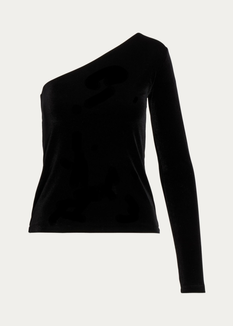 Camiseta Velvet One-Shoulder Top Mujer Negros | VIUT39180 - vista 2