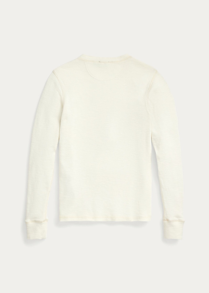 Camiseta Waffle-Knit Algodon Henley Mujer Blancos | DQSF80475 - vista 4