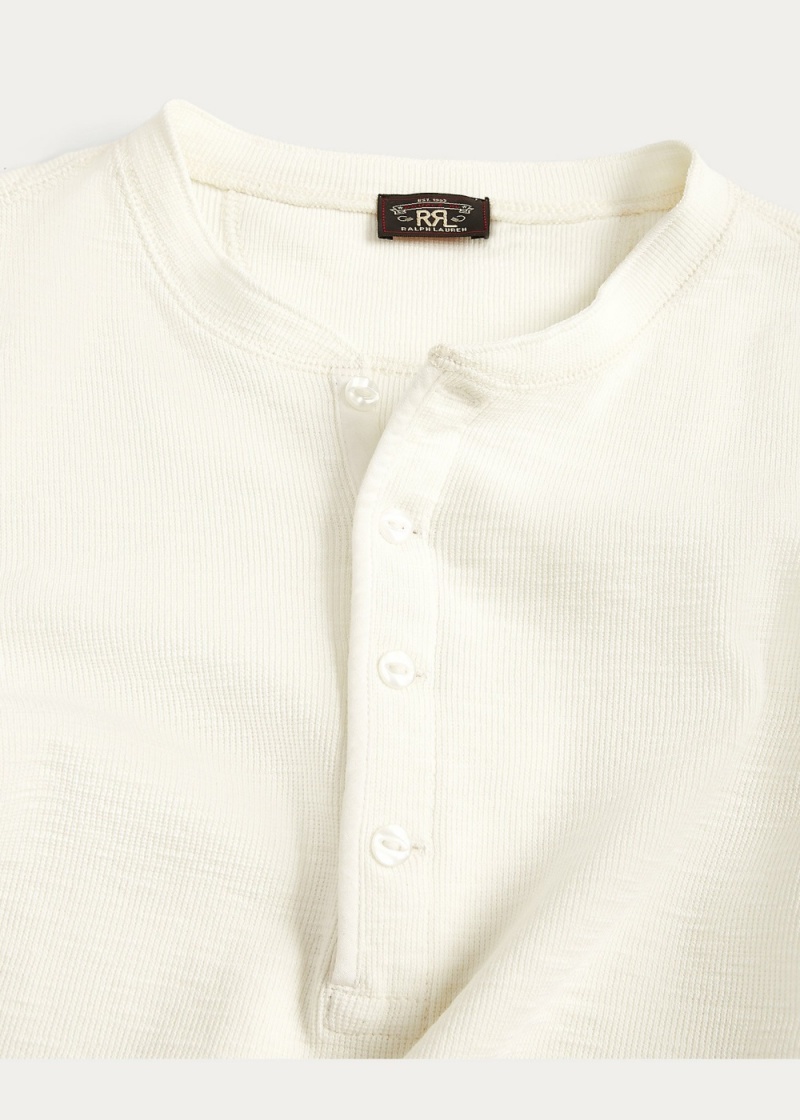 Camiseta Waffle-Knit Algodon Henley Mujer Blancos | DQSF80475 - vista 5