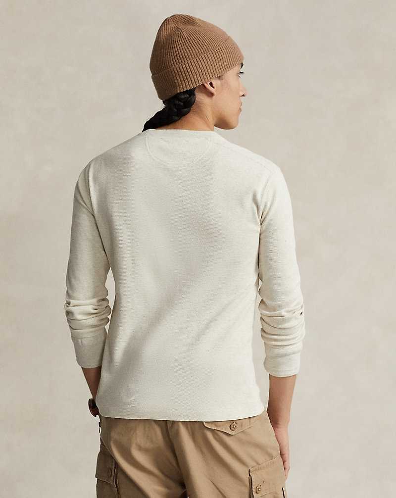Camiseta Ralph Lauren Waffle-Knit Henley Hombre Chalk Heather Marl | HUENSCF-83 - vista 4