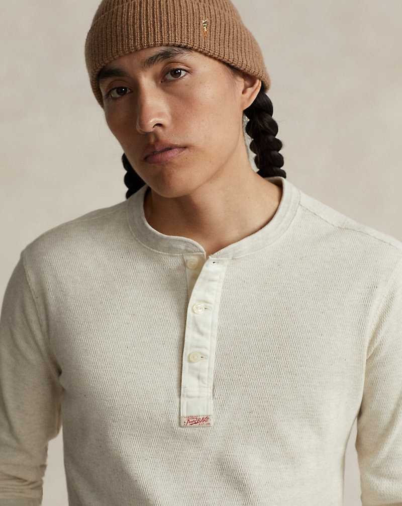 Camiseta Ralph Lauren Waffle-Knit Henley Hombre Chalk Heather Marl | HUENSCF-83 - vista 5