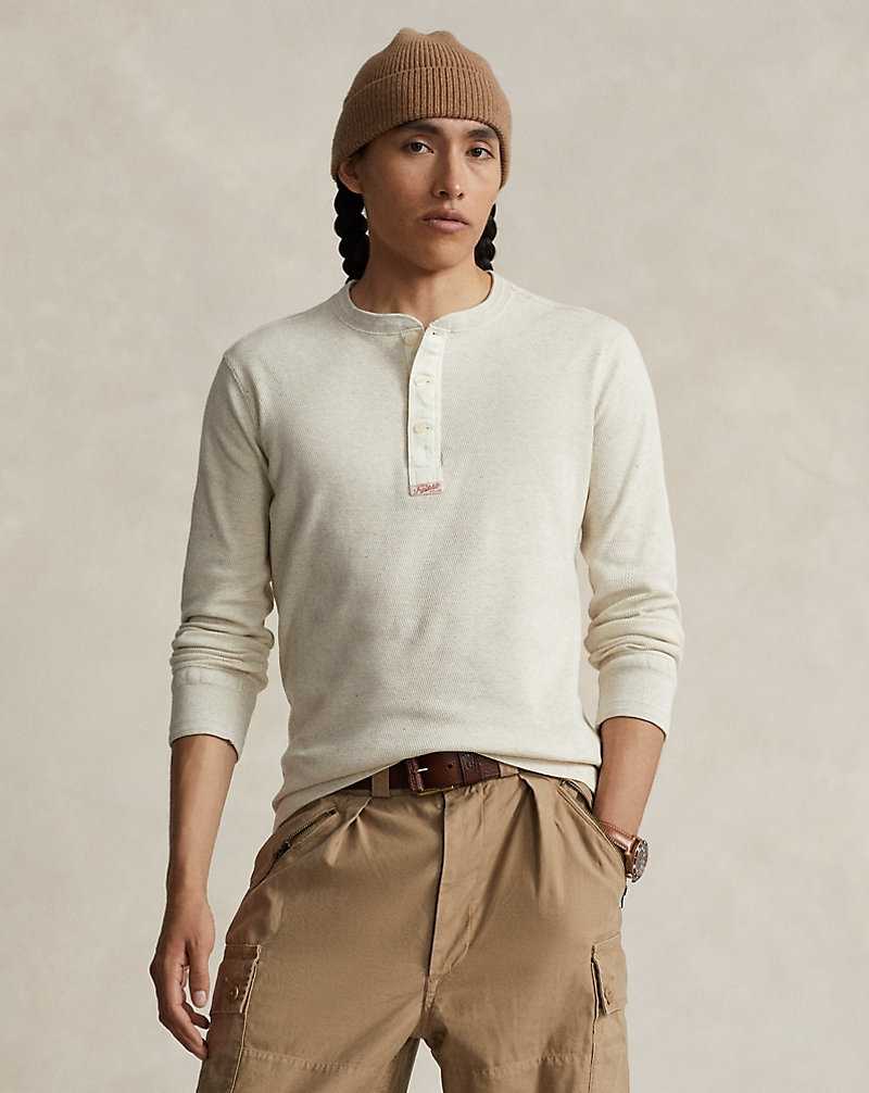 Camiseta Ralph Lauren Waffle-Knit Henley Hombre Chalk Heather Marl | HUENSCF-83 - vista 1