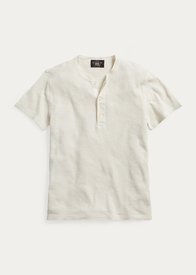 Camiseta Waffle-Knit Shorts-Sleeve Henley Shirt Hombre Blancos | LJXV07615 - vista 1