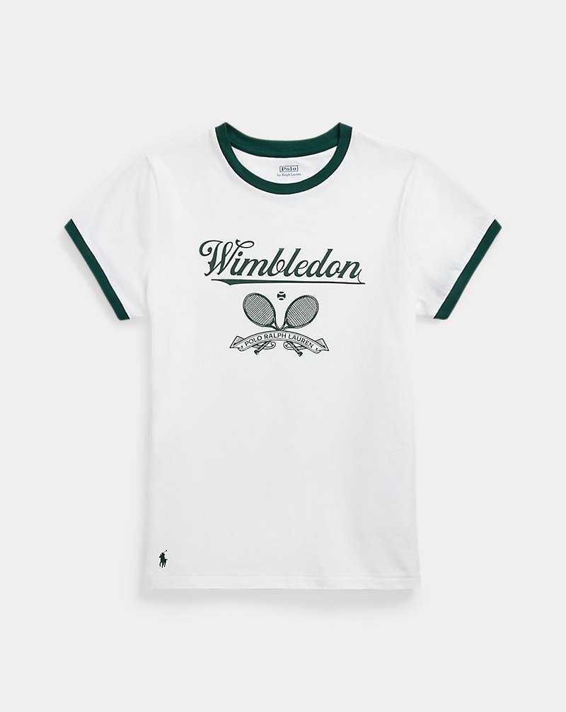 Camiseta Ralph Lauren Wimbledon Graphic Ringer Mujer Ceramic White/moss Agate | CEPTXUS-95 - vista 2