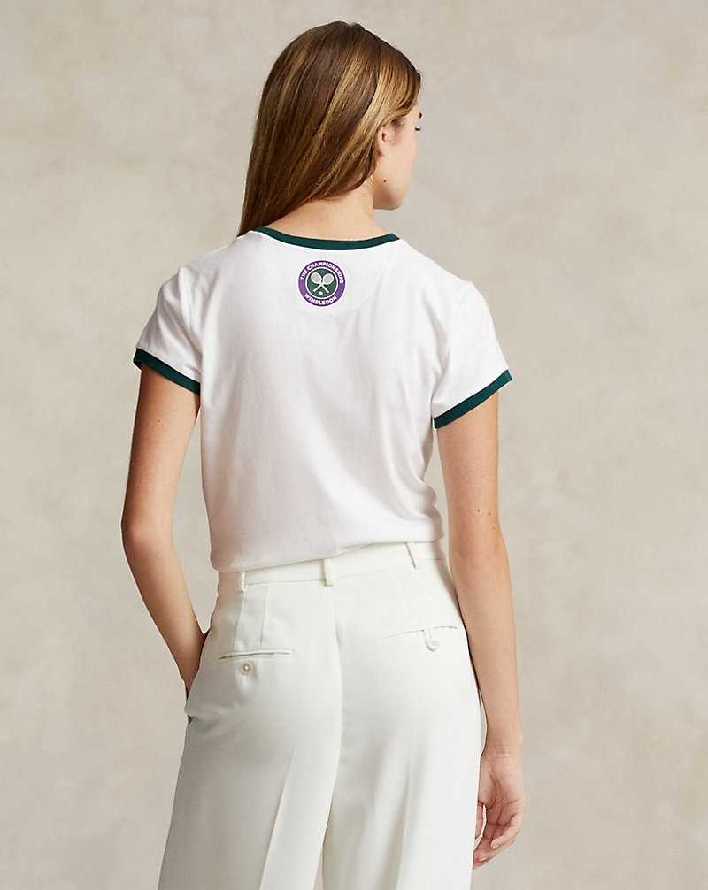 Camiseta Ralph Lauren Wimbledon Graphic Ringer Mujer Ceramic White/moss Agate | CEPTXUS-95 - vista 4