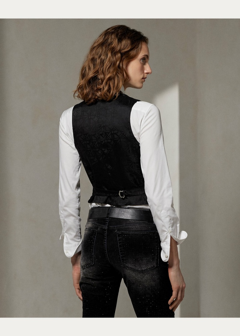 Chaleco Huston Embellished Denim Mujer Negros | TIUD62185 - vista 3