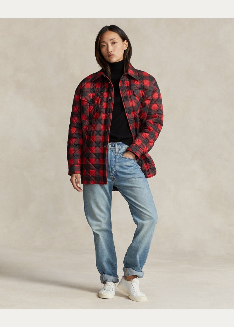 Chamarras Agua-Repellent Plaid Shirt Mujer Marrom | OLWB03825 - vista 5