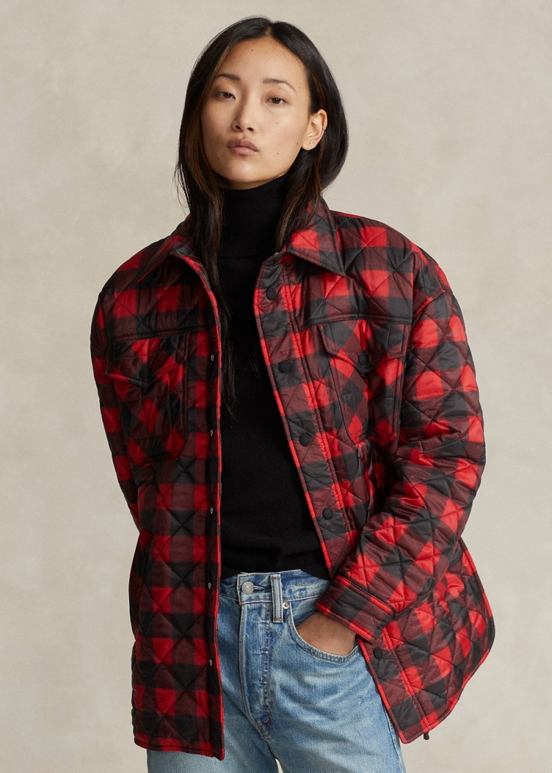Chamarras Agua-Repellent Plaid Shirt Mujer Marrom | OLWB03825 - vista 1