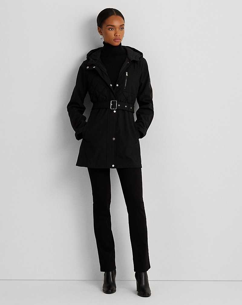 Chamarras Ralph Lauren Belted Quilted Hooded Mujer Negros | THPVYIK-80 - vista 3