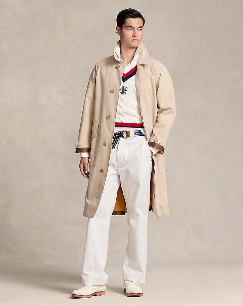 Chamarras Ralph Lauren Bonded Cotton Belted Topcoat Hombre Classic Stone/Vintage Yel | LOQBSUF-46 - vista 1