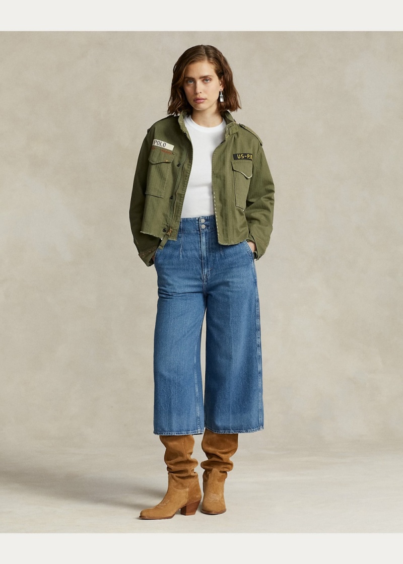 Chamarras Boxy Fit Destroyed-Hem Field Mujer Azules | UOPB19024 - vista 5