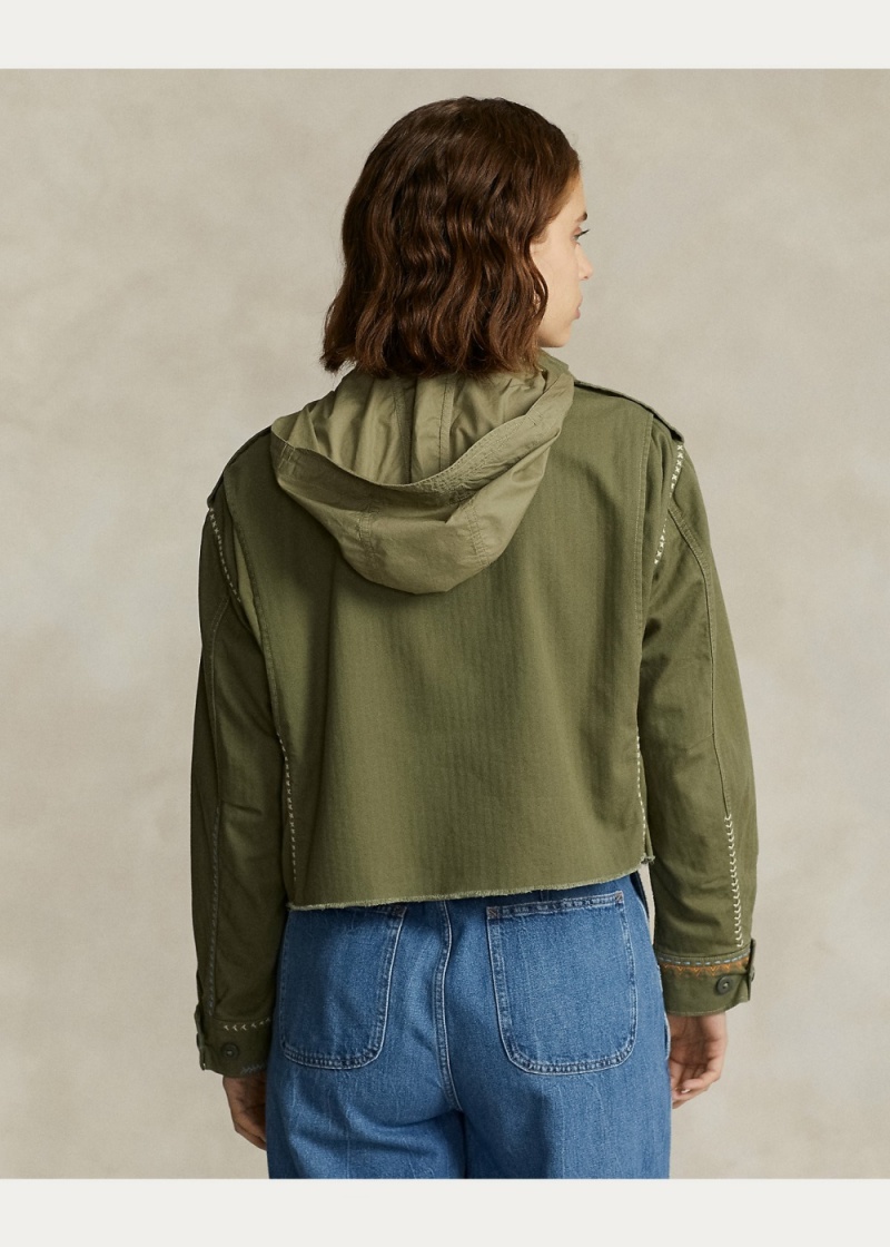 Chamarras Boxy Fit Destroyed-Hem Field Mujer Azules | UOPB19024 - vista 6