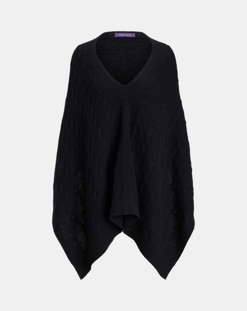 Chamarras Ralph Lauren Cable Cashmere Poncho Scarf Mujer Negros | ROFJYLP-70 - vista 1