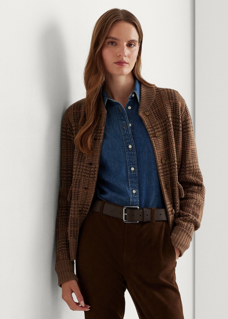 Chamarras Checked Plaid Lana-Blend Bomber Mujer Multicolor | PBND40931 - vista 1